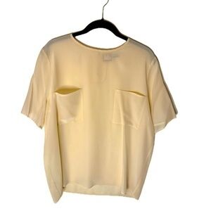 Vintage HB Short Sleeve Blouse – Size Large – Cream – 100% Silk